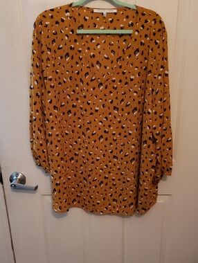 Collective Concepts Stone Ground Mustard Animal-Print Tunic